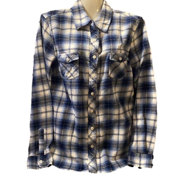ORIGINAL Weatherproof Vintage Blue Soft Plaid Button up Long Sleeved Shirt Small - Picture 1 of 8